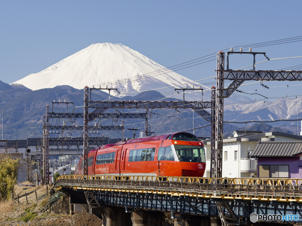 冬富士と特急