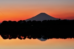 夕焼けと富士
