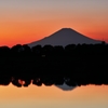 夕焼けと富士