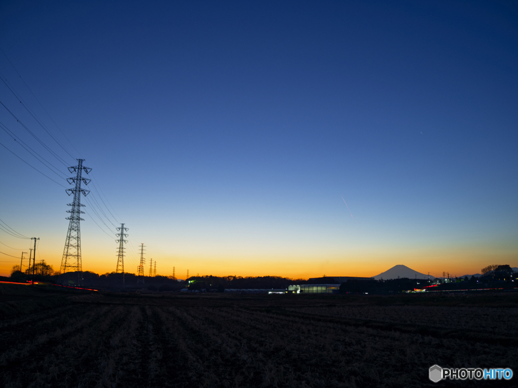 田園の夕焼け
