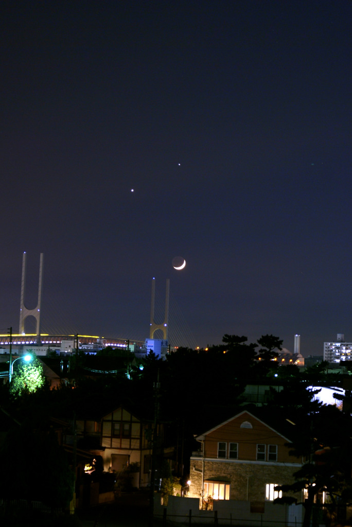 木星と金星と月が笑う。