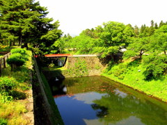 鶴ヶ城廊下橋の新緑