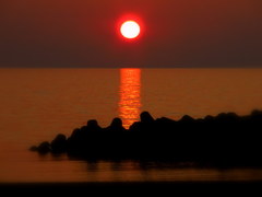 湯野浜海岸の夕日