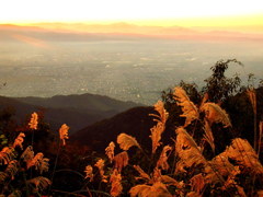 会津盆地の夕暮れ