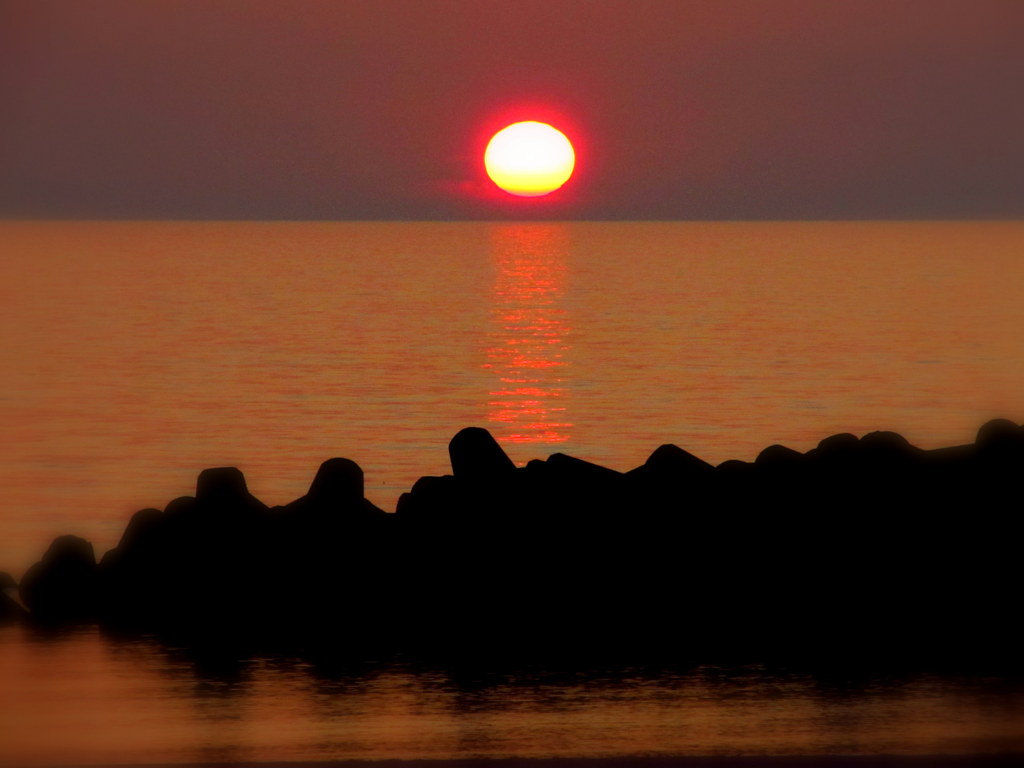 湯野浜海岸の夕日