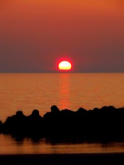 湯野浜海岸の夕日