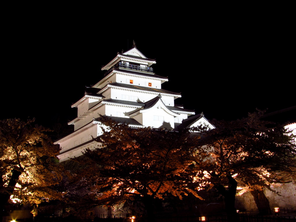 鶴ヶ城の夜桜