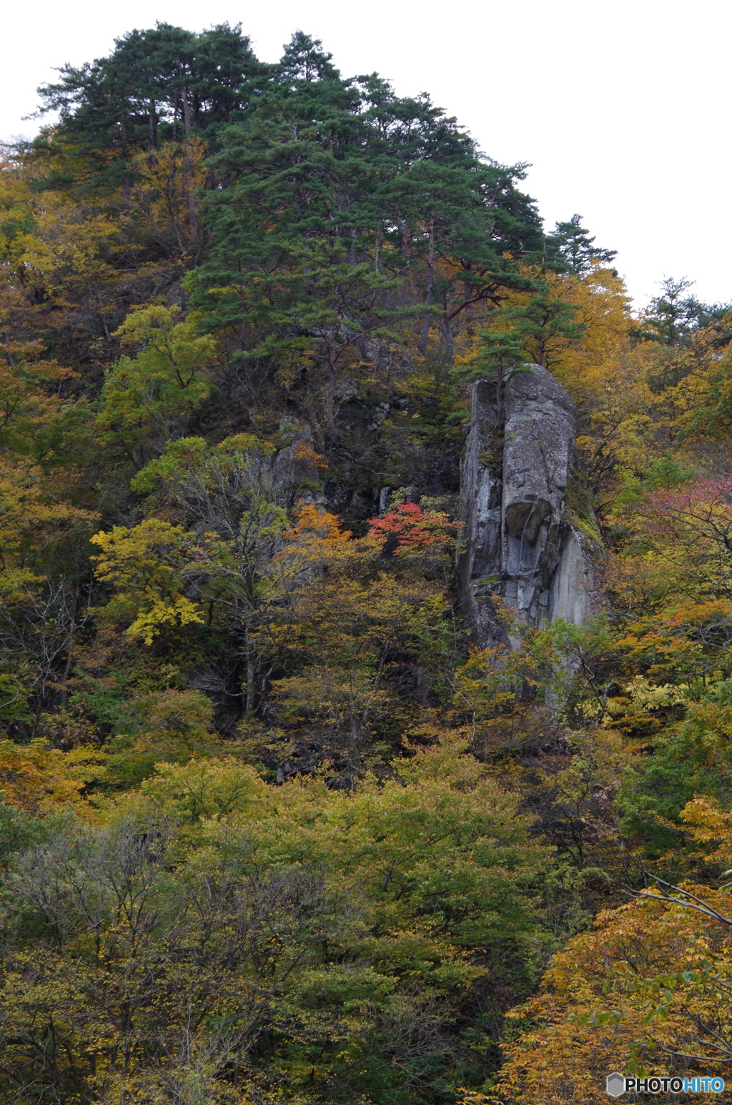 紅葉と巨岩