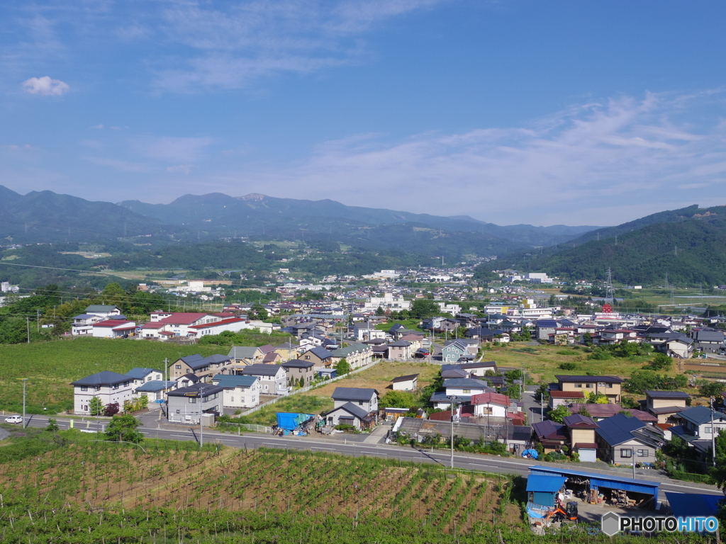蔵王連峰と街並み