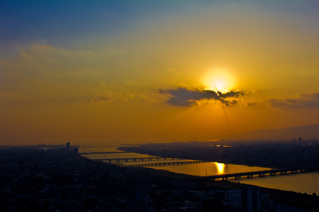 大阪の夕日