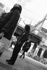 ロン毛　男子とベレー帽　女子