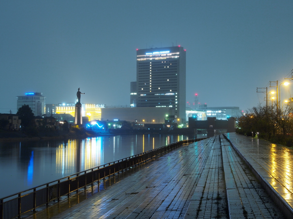 雨の遊歩道