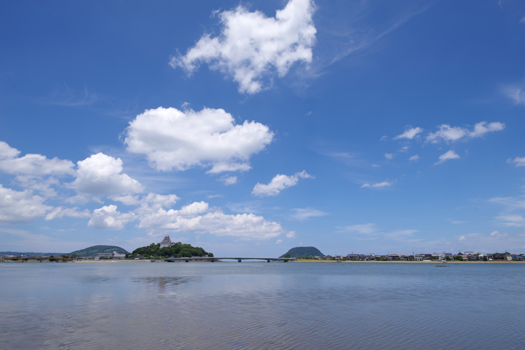 夏空の唐津城