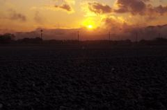 雪日の夕焼け