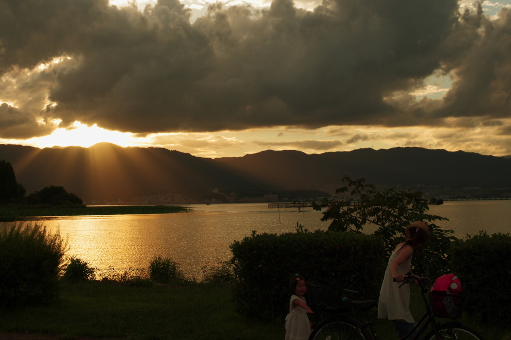 琵琶湖で夕涼み
