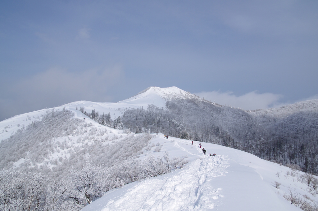 白い山と、白い道