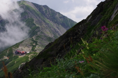 北岳山荘を望む