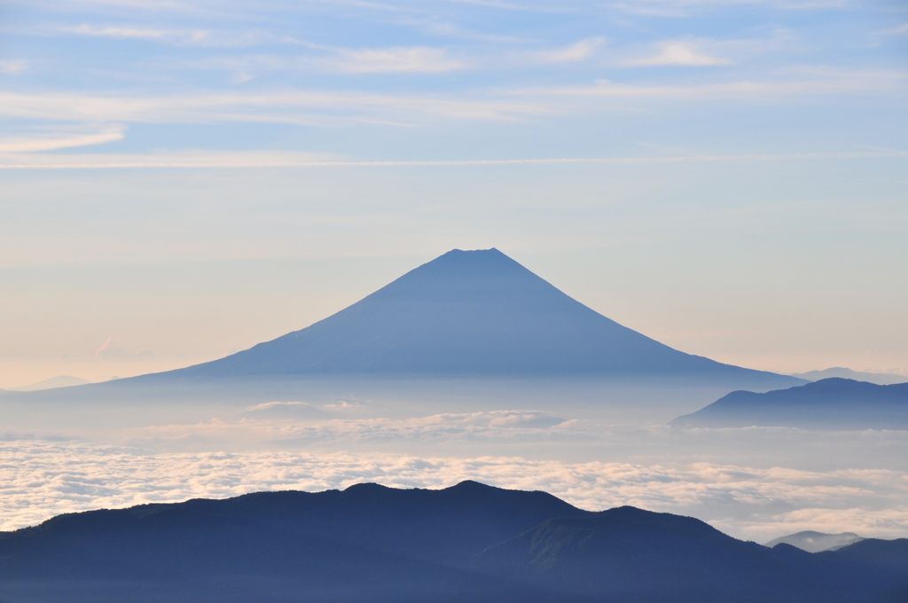 北岳からの富士山　白