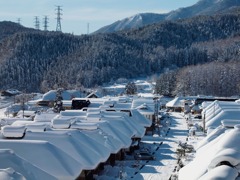 雪晴れの宿場町