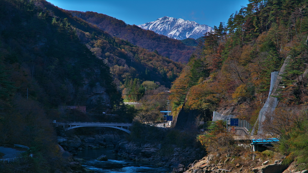 谷あいから蓮華岳