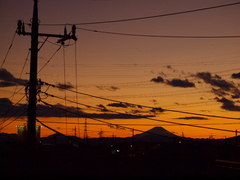 川越から富士山の夕焼け