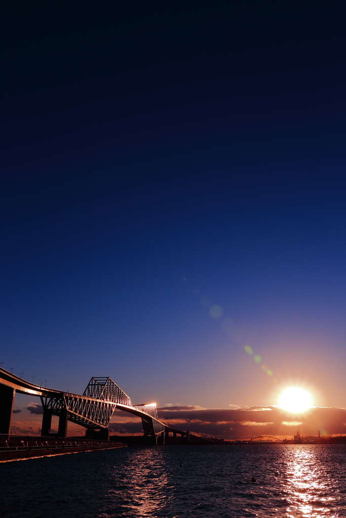 夕日を浴びて