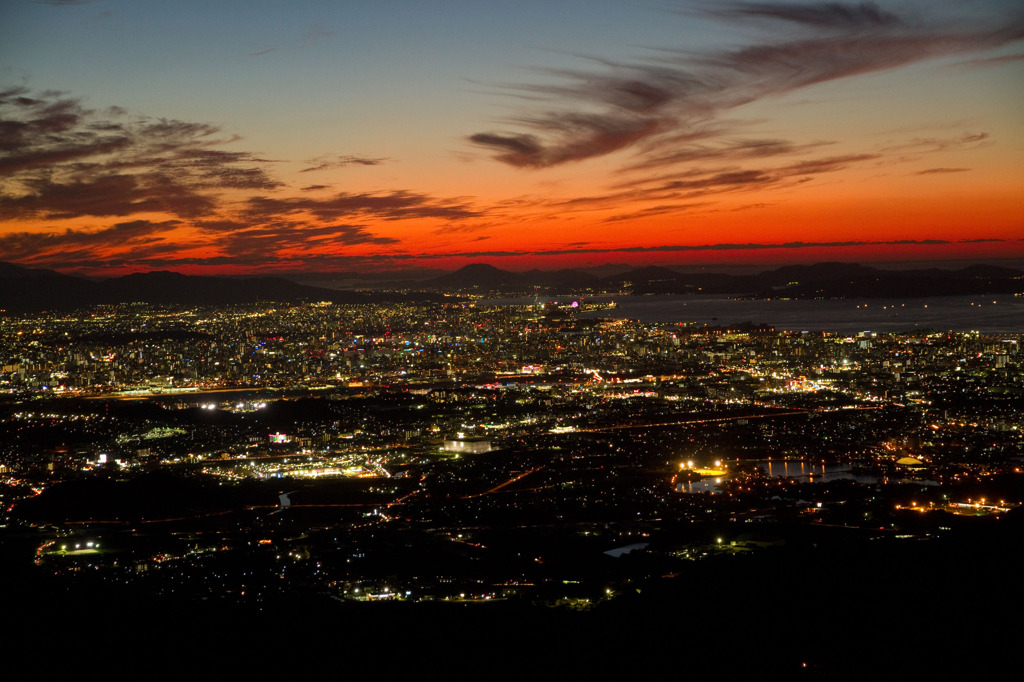 夜景と夕焼け