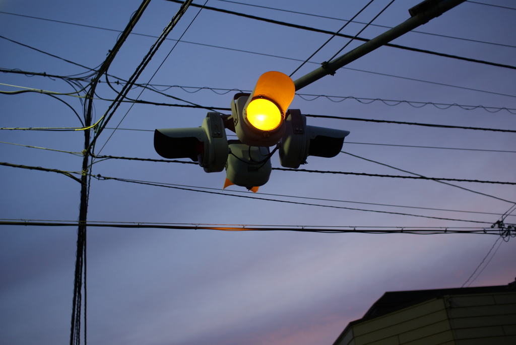 夕方の信号
