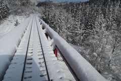 豪雪の中を