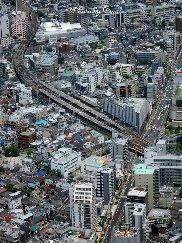 眼下に見下ろす駅