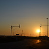 道路からの夕陽