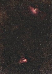  光害地で撮る天体 - ワシ星雲(M16)・オメガ星雲(M17)