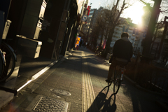 逆光と自転車