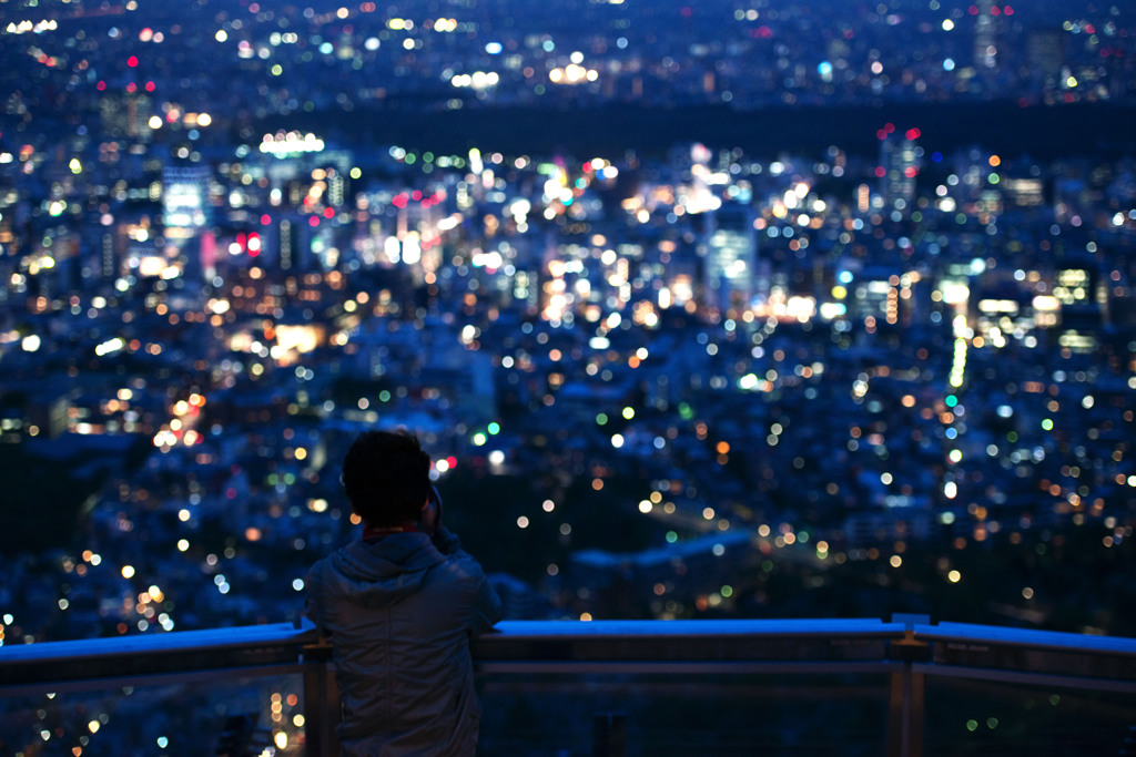 A man in the Tokyo illumination