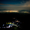 夜景と登山者