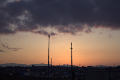 夕焼けと鉄塔