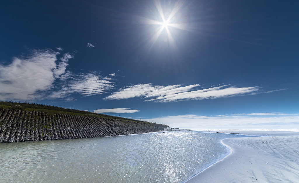 朝の春の海へ