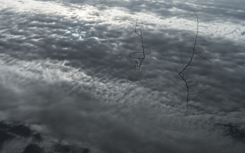 水面に映る雲