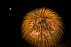 夏、月、花火