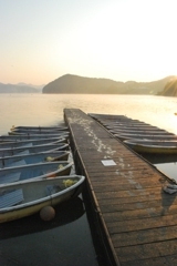 朝日を浴びて