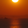 三浦半島と夕日