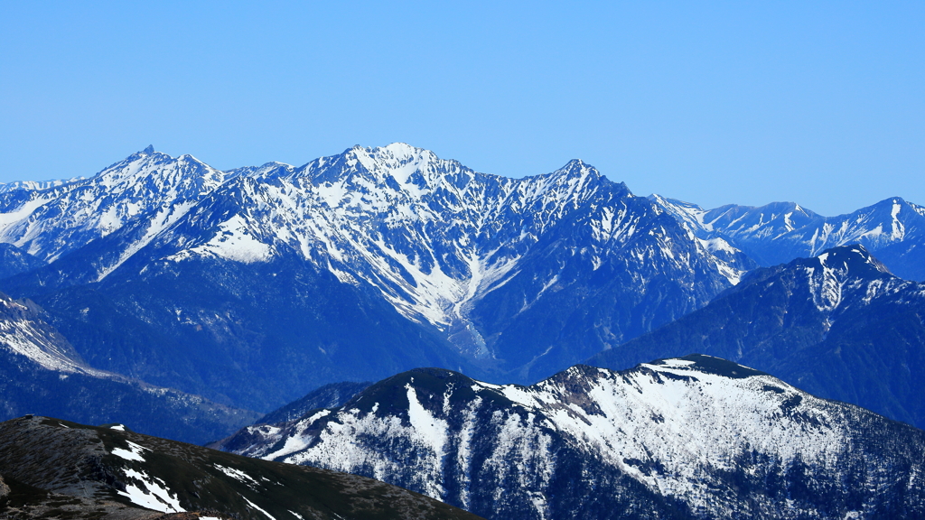 乗鞍岳よりの北アルプス