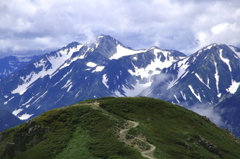 立山を望む道　　白馬岳より