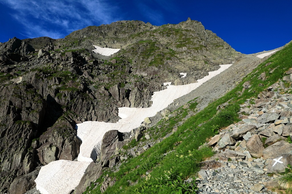 夏山　奥穂高岳を望んで