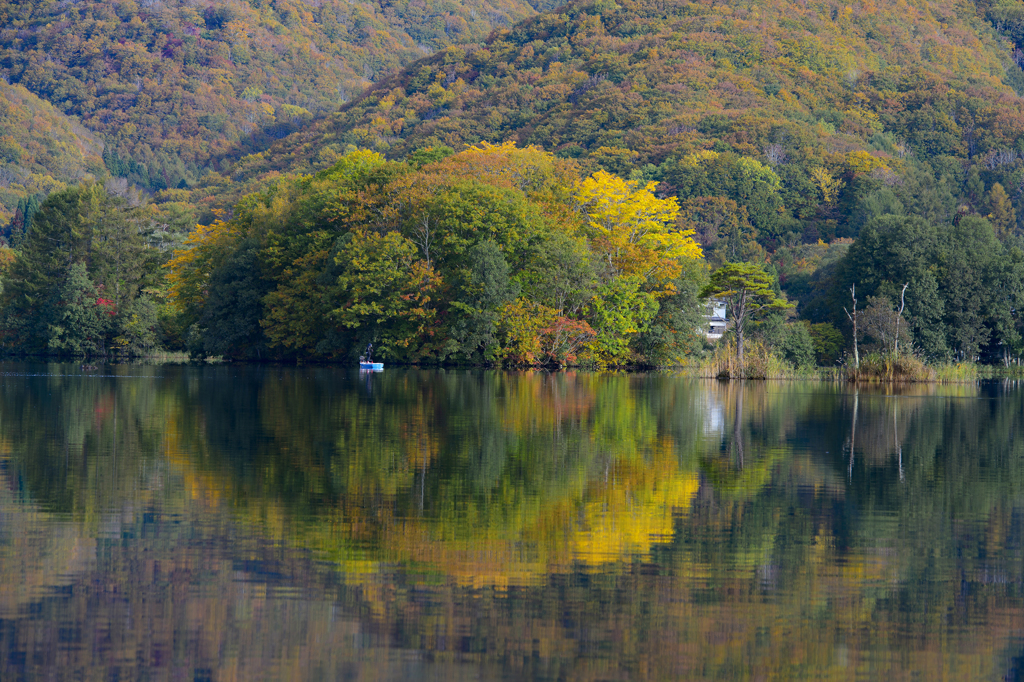 朝の曽原湖