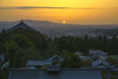 夕陽に輝く街並み