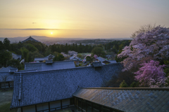 夕暮れの法隆寺