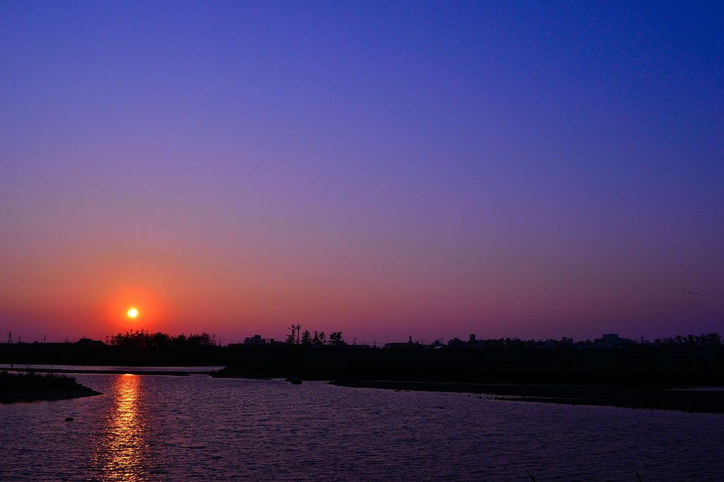 日野川の夕焼け