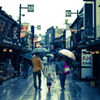 雨の帝釈天参道