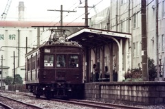 昭和61年、大川支線大川駅にて